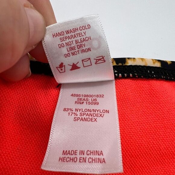 Bongo Bikini Bottom Size Small Leopard Print with Bright Orange Side Tassels - Picture 8 of 8